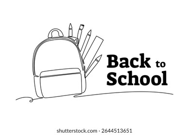 De volta ao conceito da escola. Design de desenho de linha única. Ilustração gráfica vetorial