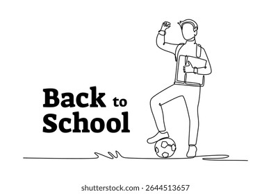Back to school concept. Single line draw design. Vector graphic illustration