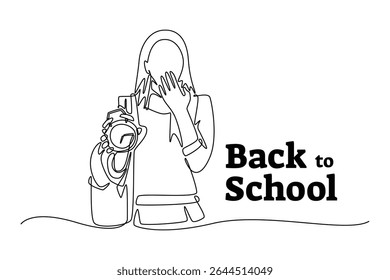 Back to school concept. Single line draw design. Vector graphic illustration