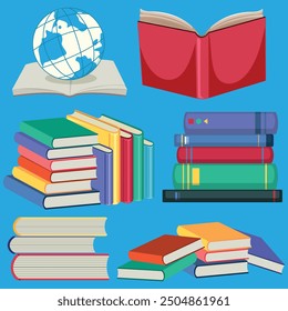 Concepto de regreso a la escuela, pilas de libros de colección nuevo Vector de diseño
