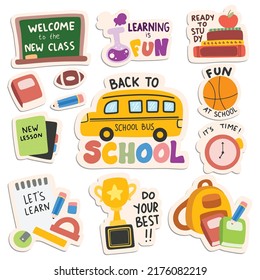 Back to School Concept Sticker Vector 