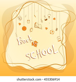 Back to school concept with  school supplies on bright  background. design template for banner, poster. vector illustration.