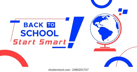 Back to school concept template design. With a linear design style. white background design with school bag, paper airplane and stationery elements. time to go back to school. education