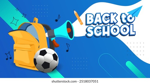 Zurück zur Schule Konzept Template Design. Mit einem linearen Design-Stil. weißes Hintergrunddesign mit Schultasche, Papierflugzeug und Schreibwaren. Zeit, wieder zur Schule zu gehen. Erziehung