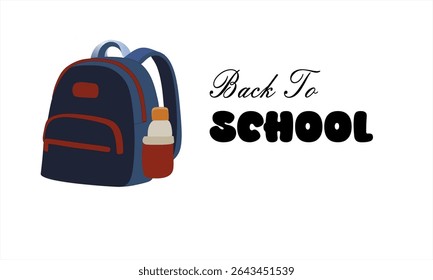 Back to school concept template design. With a linear design style. white background design with school bag. time to go back to school. education