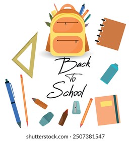 Back to school concept template design.school bag, papierflugzeug und papierelemente.