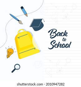 Back To School Concept With Top View Of Supplies Elements On White Background.