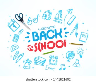 Back to school concept. Vector illustration with doodle elements