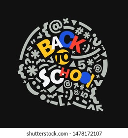 Back to school concept. Vector illustration with symbols