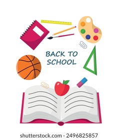 Back to school concept. Vector illustration in flat style. Isolated on white background.
