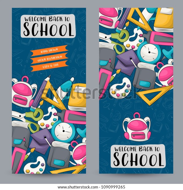 Back School Concept Vertical Banner Template Stock Vector (Royalty Free ...