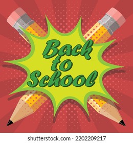 back to school concept, wooden pencils, vector illustration 
