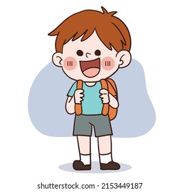 back to school concept.doodle art.A happy little boy going to school. vector cartoon character