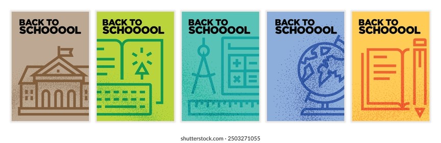 Conceptos de vuelta a la escuela. Ilustración vectorial de carteles y Anuncios de educación, aprendizaje, regreso a la escuela, universidad, curso y formación en línea, educación a distancia y aprendizaje en línea.