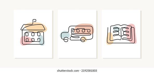 Back to School continuous line posters.