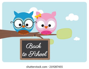 back to school, couple of owls during a sunny day