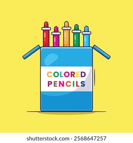 Back to school crayons or colored pencils illustration cartoon icon mascot symbol. School stationery in flat style concept