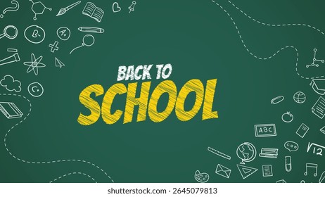 Back to school creative background in green chalkboard vector element.