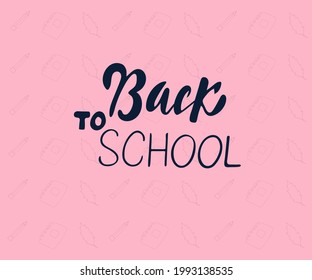 Back to school creative banner with pencils and leaves - sketch on the blackboard, vector illustration.