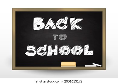 Back to school creative banner sketch on the blackboard, vector illustration.