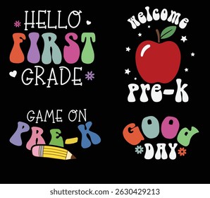 Back To School Creative And Trendy Colorful Baby T Shirt Graphic Bundle.