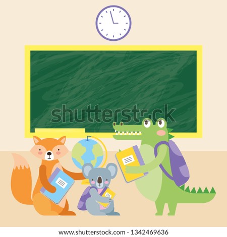 Back to school cute animals in classroon cartoons vector image digital design