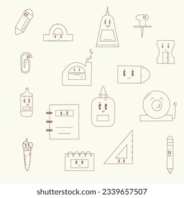 back to school cute character hand drawing icon element