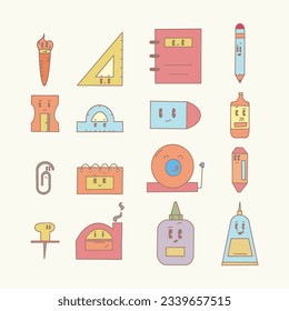 back to school cute character hand drawing icon element