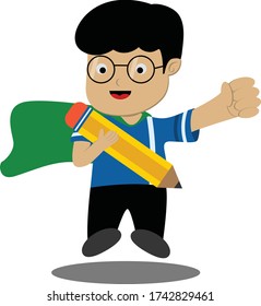 Zurück zu einem süßen Charakter in der Schule, Kinder, die Maskottabild studieren