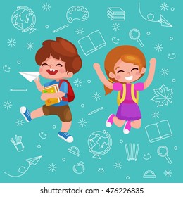 Back to school. Cute School Children.