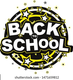 Back to school with cute font and stars.