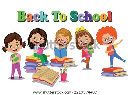 back to school cute and happy students are in class