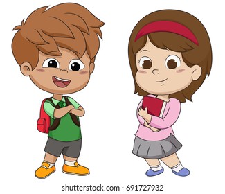 Back School Cute Kids Standing Different Stock Vector (Royalty Free ...