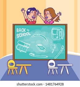 back to school with cute little students in the classroom