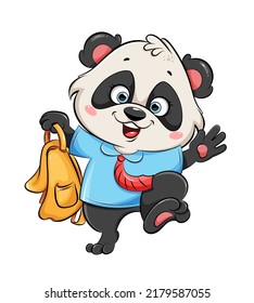 Back School Cute Panda Going School Stock Vector (Royalty Free ...