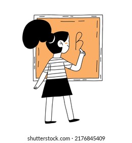 Zurück zur Schule. Klare Schüler- und Bildungsabteilung mit Brief. Handgezeichnet Umriss einfache Vektorgrafik.