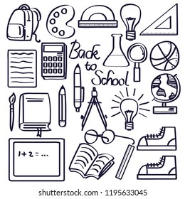 Back to school. cute school supplies icons that can be used for school themes. vector illustration