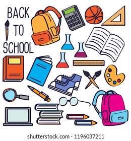 Back to school. cute school supplies icons that can be used for school themes. vector illustration