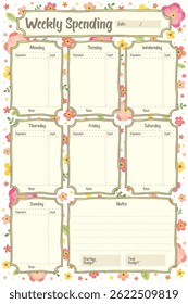 Back to school daily weekly monthly planner with floral flower background list memo notes tracker