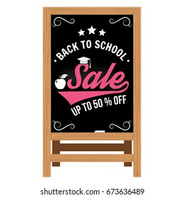 Back to School design. For advertising, promotion, poster, flier, blog, article, social media, marketing or banner. Vector illustration Realistic Wooden announcement board. Back to School Sale.