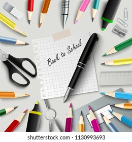 Back to school with design aids on background