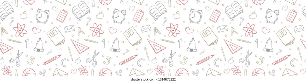 Back to School design. Background with funny drawings. Vector