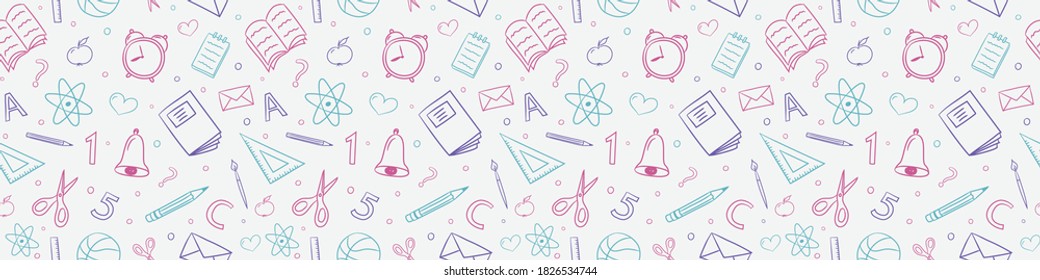 Back to School design. Background with funny drawings. Vector