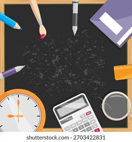 Voltar para a escola design blackboard vetor ilustração de fundo