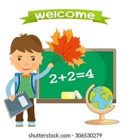 Back to school design. a boy with a backpack going to school - Vector illustration