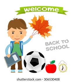 Back to school design. a boy with a backpack going to school - Vector illustration