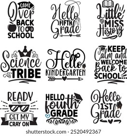 Back to school design bundle, Back to school quotes bundle design, Back to school design