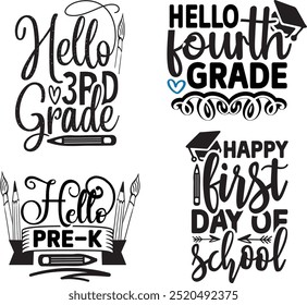 Back to school design bundle, Back to school quotes bundle design, Back to school design