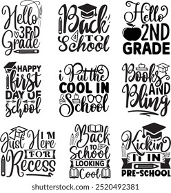 Back to school design bundle, Back to school quotes bundle design, Back to school design