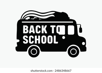 Back to school design school bus silhouette vector illustration with white background.